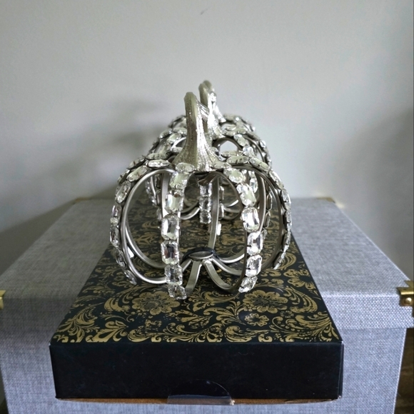 Christian Siriano 3 Pack Rhinestone Crystal Silver Metal Pumpkin Set - Picture 3 of 8